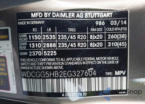 2014 Mercedes-Benz Glk 350 from USA, damaged, VIN WDCGG5HB2EG327604